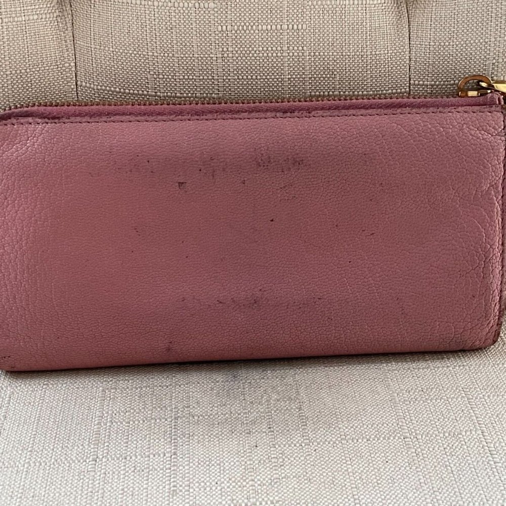 Miu Miu Women Wallet Pink Leather Clutch Wristlet Card Holder Purse Zip Around - Picture 2 of 11